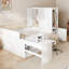 Lit plateforme complet en bois avec plusieurs solutions de rangement, bureau et garde-robe, parfait pour les espaces de vie organisés-1132810060