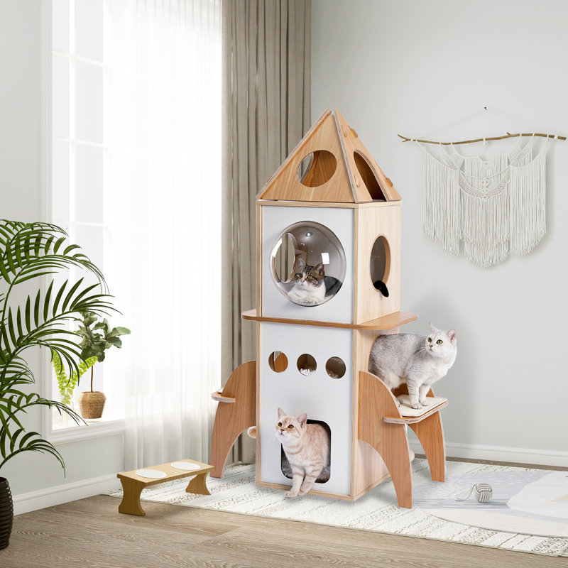 54'''' Rocket Multi-Level Cat Tree Space Ship Modern Cat Tower
