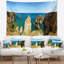 Plage, plage, montagnes nuageuses, tapisserie panoramique-28508426