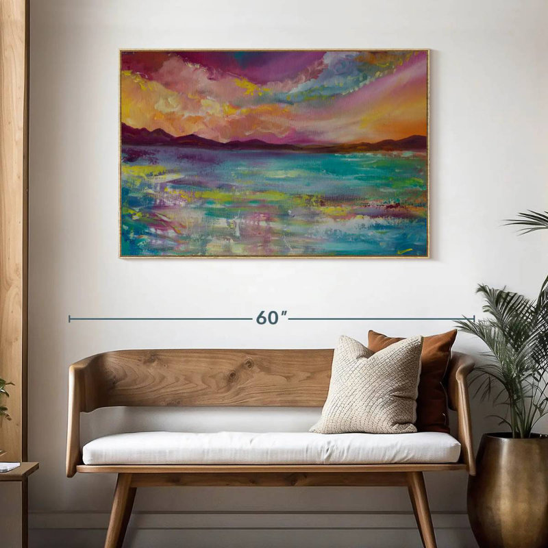 Ciel arc-en-ciel, Cadre flottant en bois naturel, 46 po x 31 po