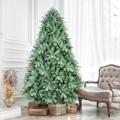 Arbre de Noël teinté bleu-vert avec embouts en PE + PVC - arbre unique avec branches articulées, assemblage facile, support en métal stable, décor des Fêtes accrocheur
