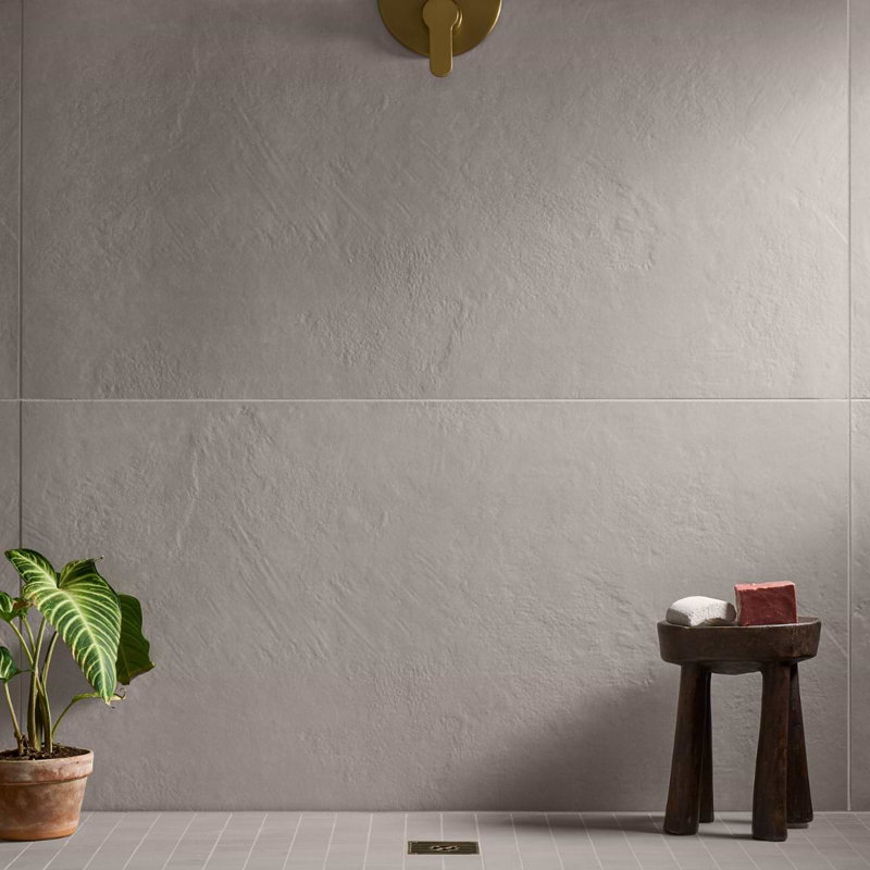 Stoneside 24x48 Matte Porcelain Tile, Linen Warm Gray