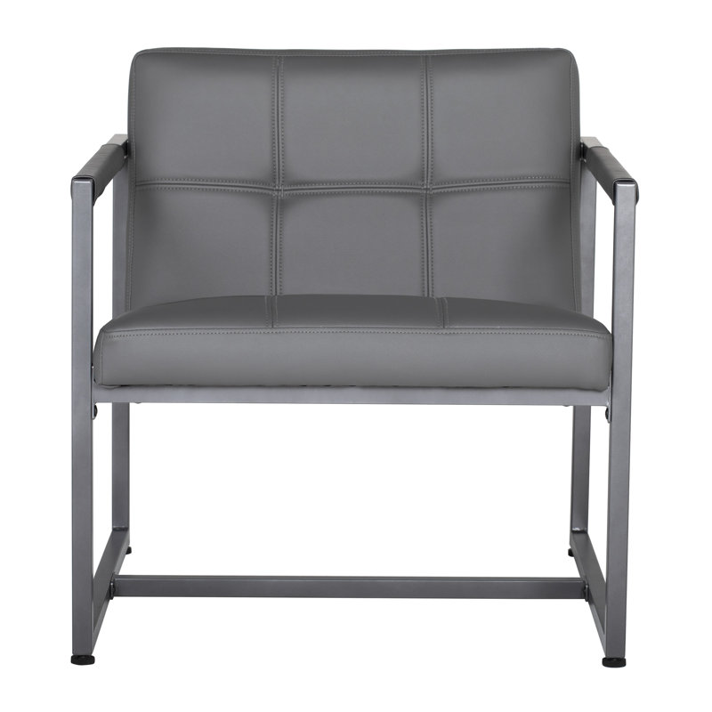 Holbeach Faux Leather Armchair, Pewter Faux Leather