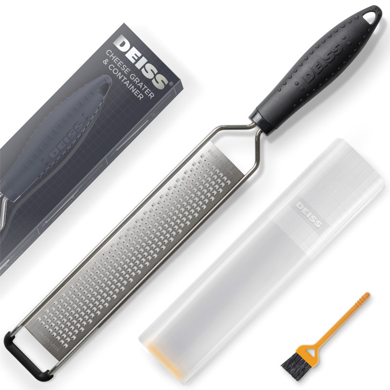 Deiss Lux Fine Grater & Lemon Zester, Parmesan Cheese Grater Handheld - Vegetable Shredder & Stainless Steel Grater