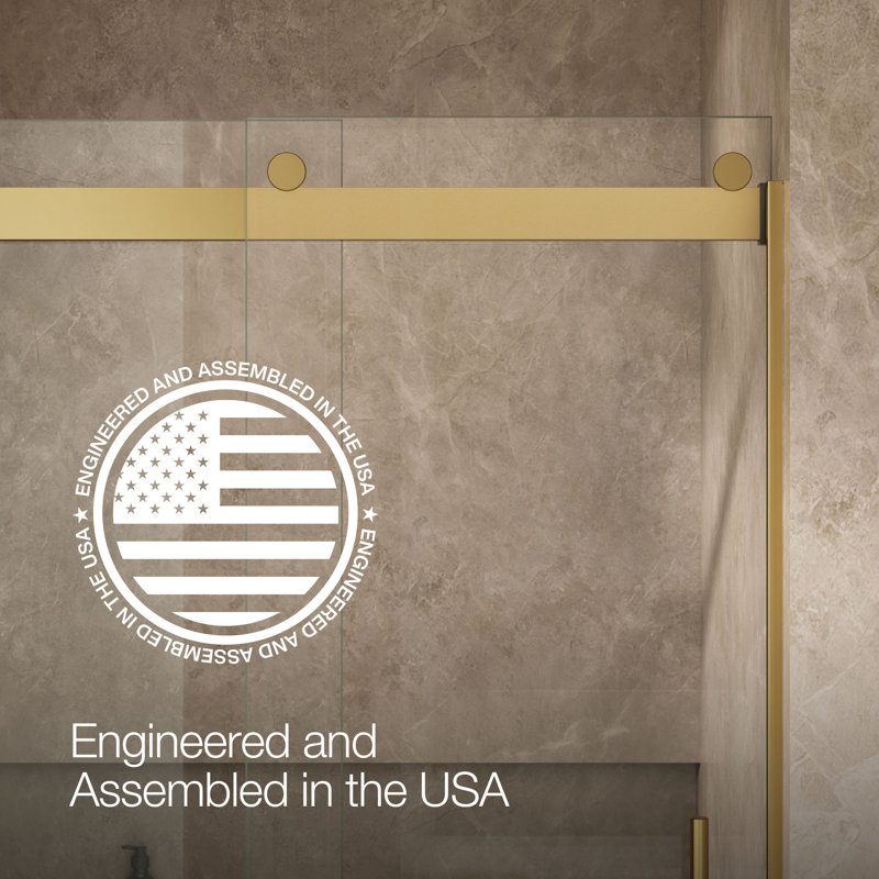 Levity Plus Less Sliding Shower Door, 81-5/8 In. H X 44-5/8 - 47-5/8 In. W, With 3/8 In.-Thick Crystal Clear Glass, Bronze