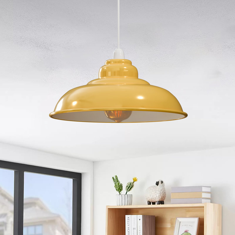Eutropios 27cm H Metal Bowl Lamp Shade ( Screw On ), Yellow