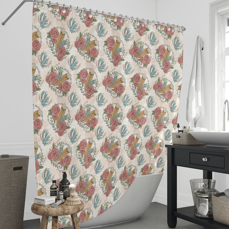 Floral Shower Curtain, 70" H x 72" W