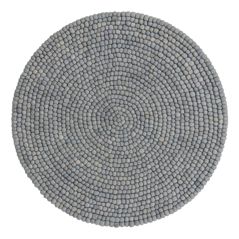 Tapis gris en laine Gregorey, Rond 5 pi