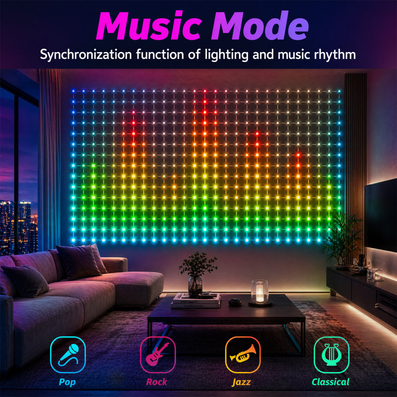 Smart Net Lights,RGB and DIY Functions,600 LEDs Outdoor Net Lights with 64 Modes for Bush Patio Decor,Waterproof,Green Wire