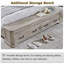 Grand lit avec tête de lit géométrique 3D et banc de rangement - rangement à 4 tiroirs, mobilier de chambre moderne, chêne.-698462150-698462151