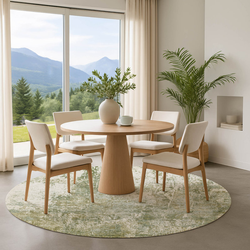 Premium Machine Washable Ponce AMF1765 Modern Rug, Round 8'