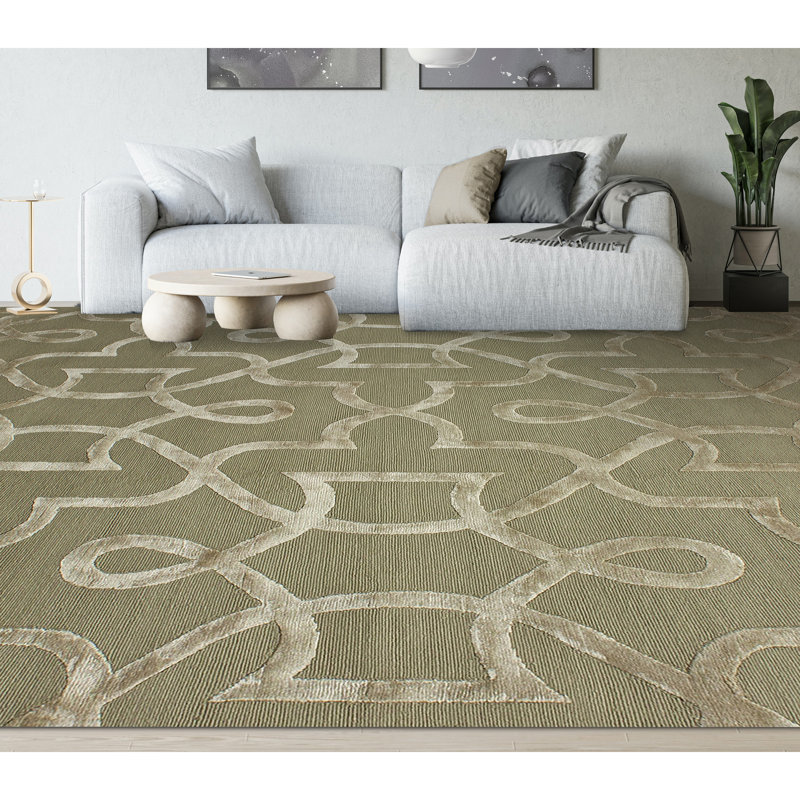 Tapis noué à la main Ikat endive / argent, Rectangle 6 pi x 9 pi