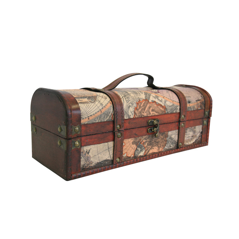 Antique World Map Single Wine Carrier
