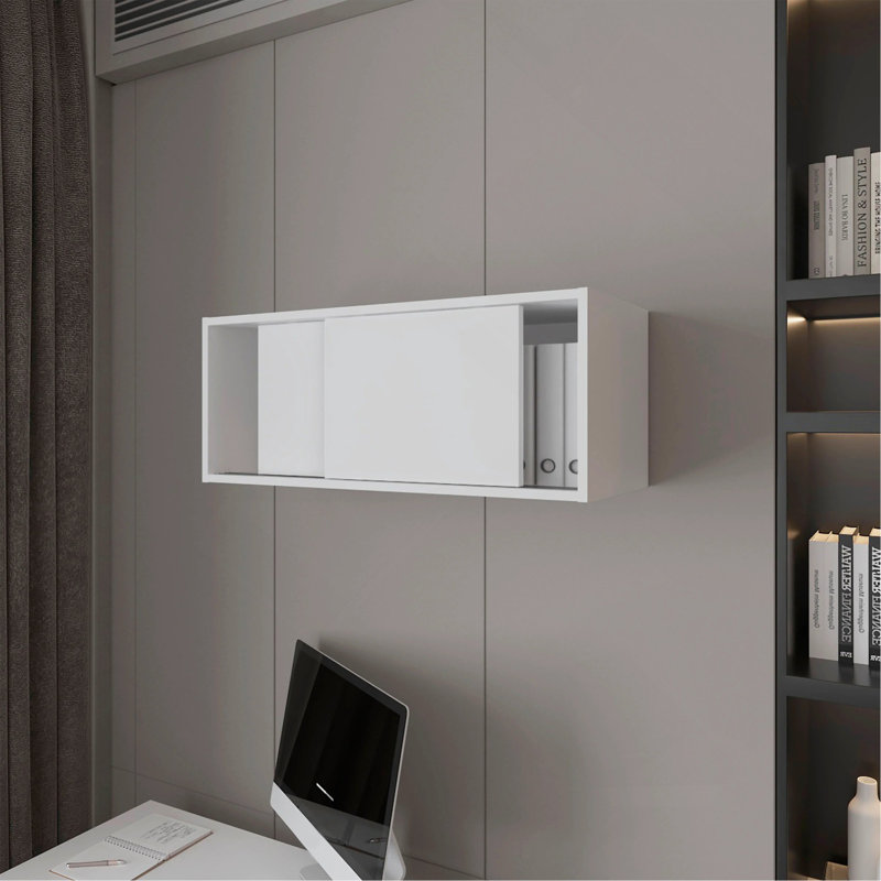 Armoire flottante avec porte coulissante, Blanc