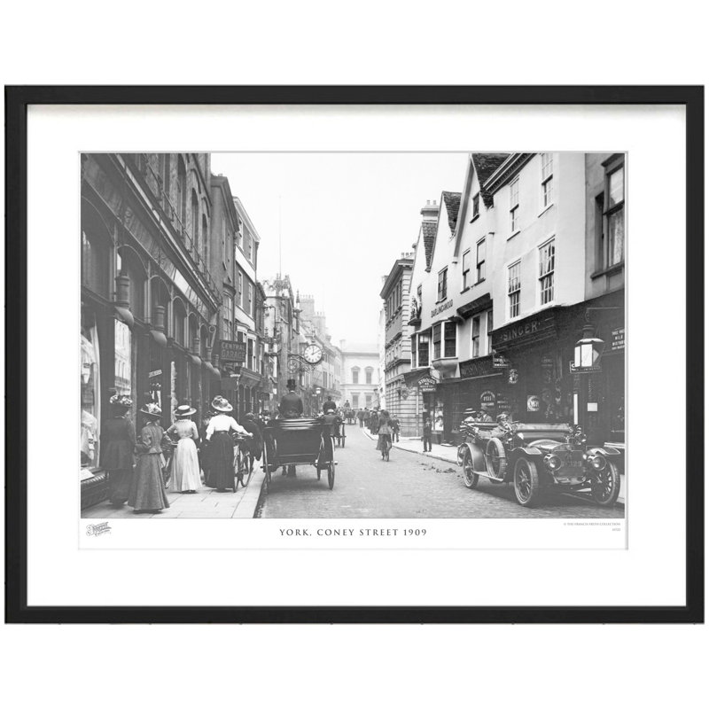 York, Coney Street 1909 by Francis Frith - Single Picture Frame Print, 28cm H x 36cm W x 2.3cm D, Brown/Beige/Grey