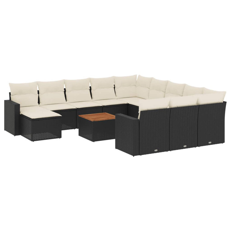 Ensemble de 13 canapés de jardin Vidaxl - noir et blanc crème