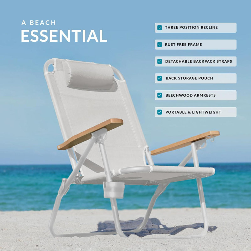Chaise de plage Adheesh, Gris, Blanc