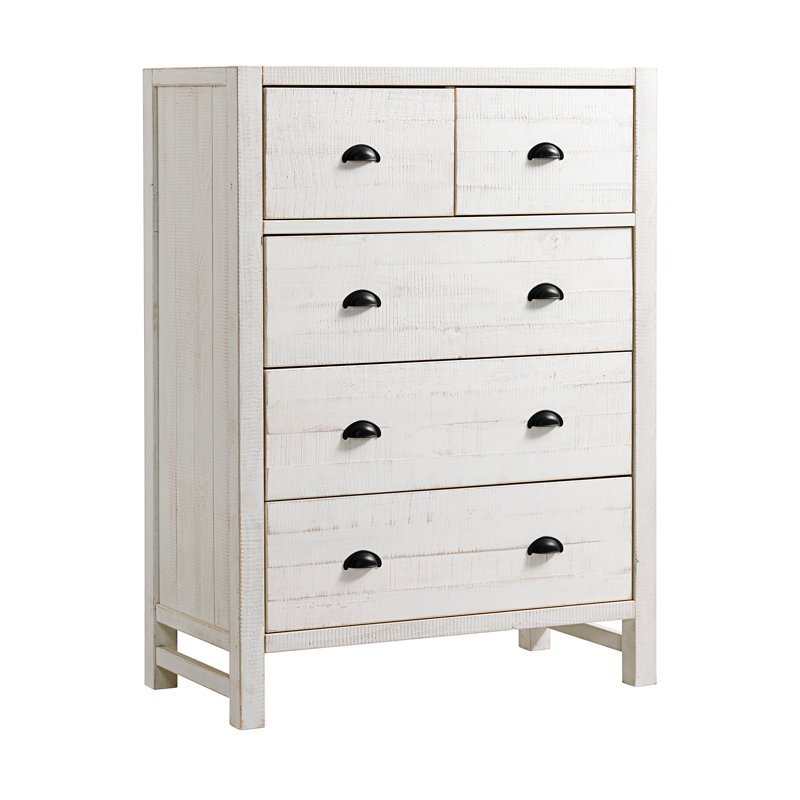Ensemble de chambre à coucher 5 pièces Windsor avec lit simple à lattes, commode 5 tiroirs et commode 6 tiroirs Windsor