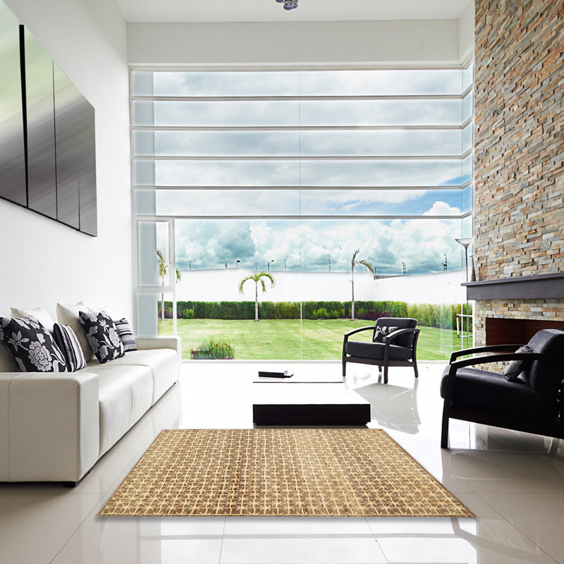Tapis contemporain brun, Carré 8 pi