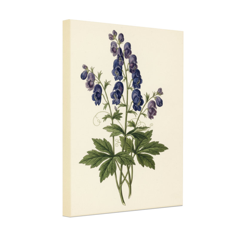 Plantes et fleurs Fleurs bleues avec feuilles vertes sur fond crème, H 24 po x l 16 po