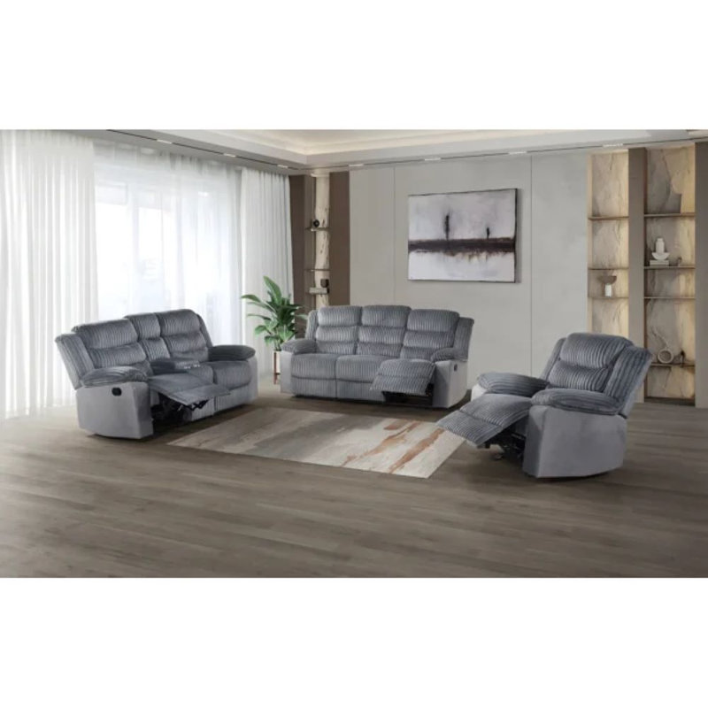 Ensemble de salon configurable, Gray, Polyester/Corduroy