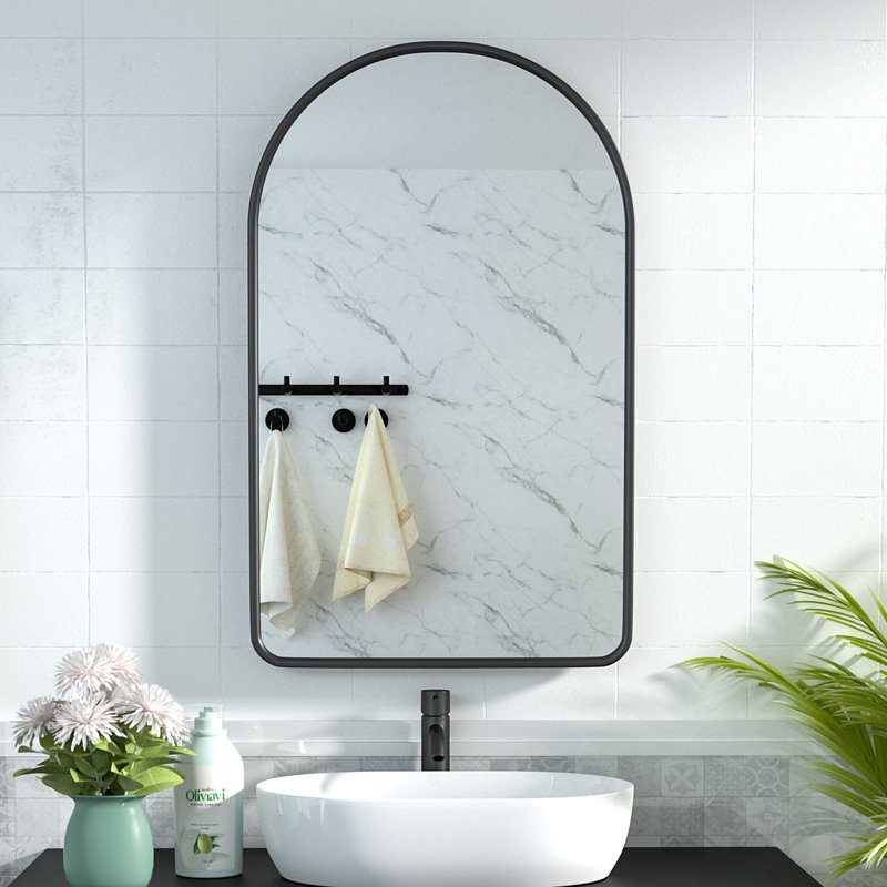 Dahlyla 19.7'' W 31.5'' H Framed Medicine Cabinet Mirror 3 Fixed, Noir
