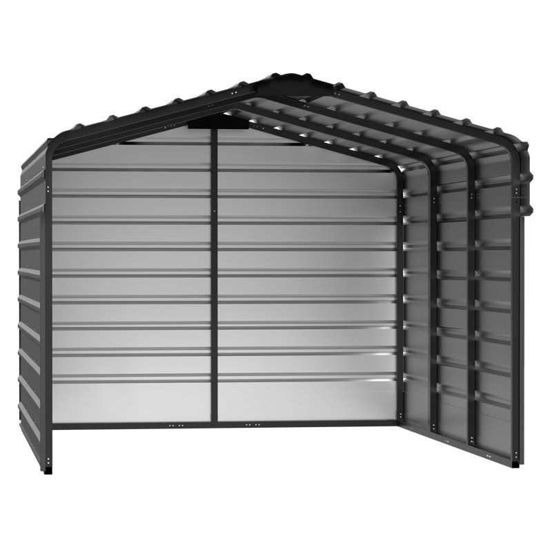 Abri d'auto en acier avec 3 ensembles muraux Arrow, 10 x 15 x 07, Gris