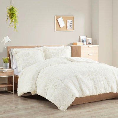 Shaggy Comforter For King/ King Bed, , - Filling Long Fur Mini Soft & With Matching Shams