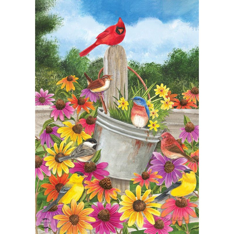 Spring Gathering Cardinal Garden Flag