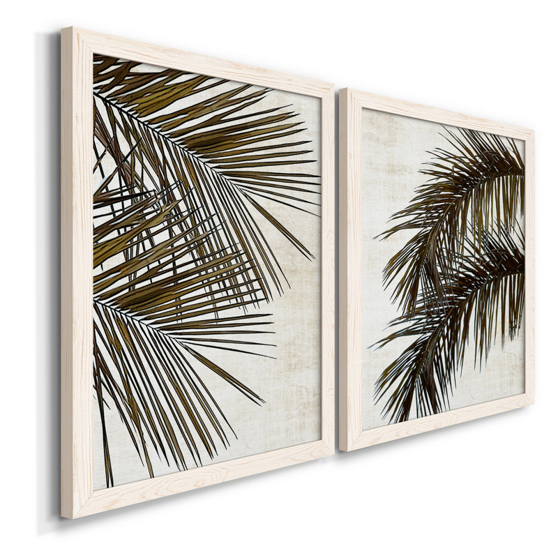Palm I - ensemble de 2 peintures sur toile encadrées, Blanc, H 37,5 po x l 55 po x P 1,5 po