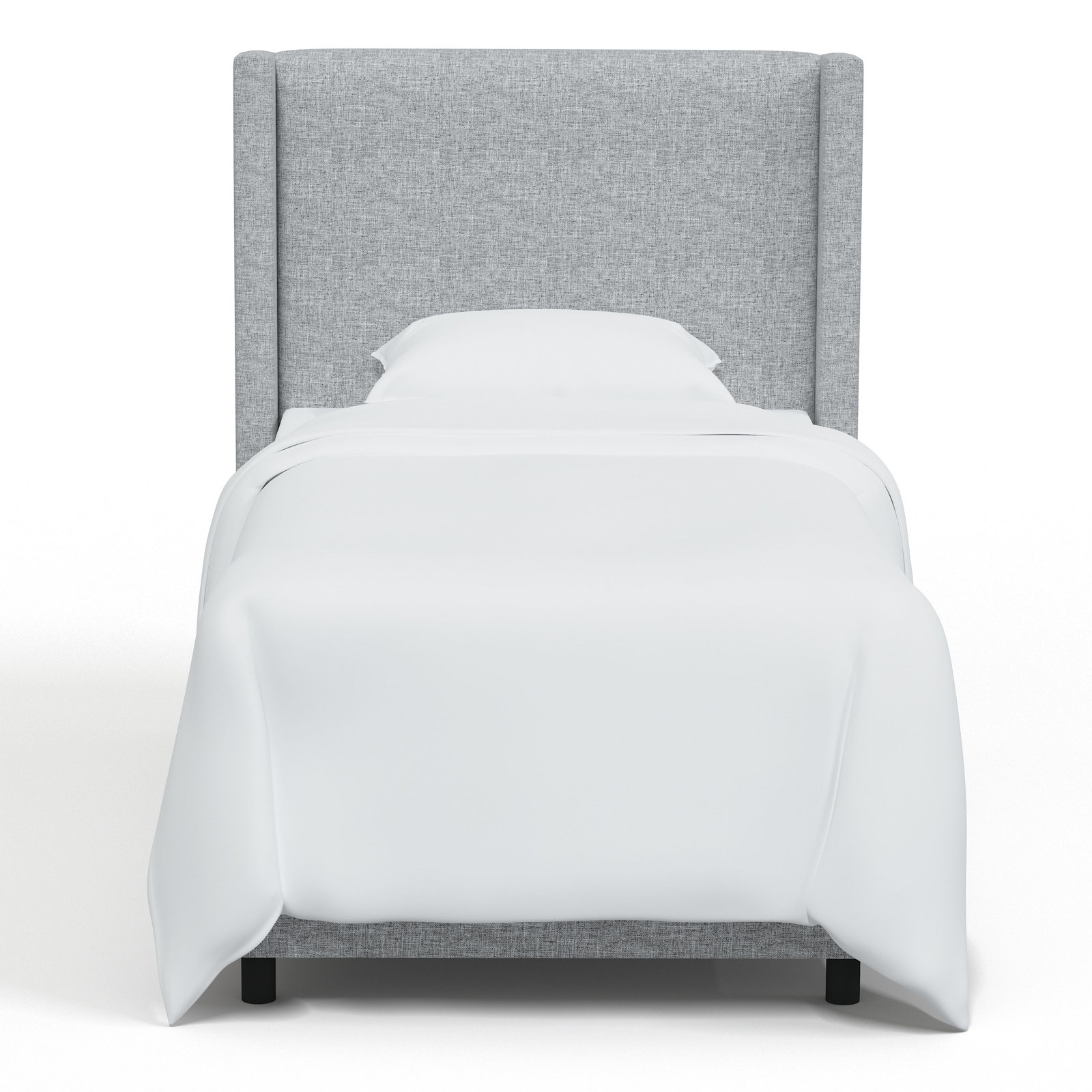 Hanson Upholstered Wingback Bed, Twin, Zuma Pumice Textured Linen
