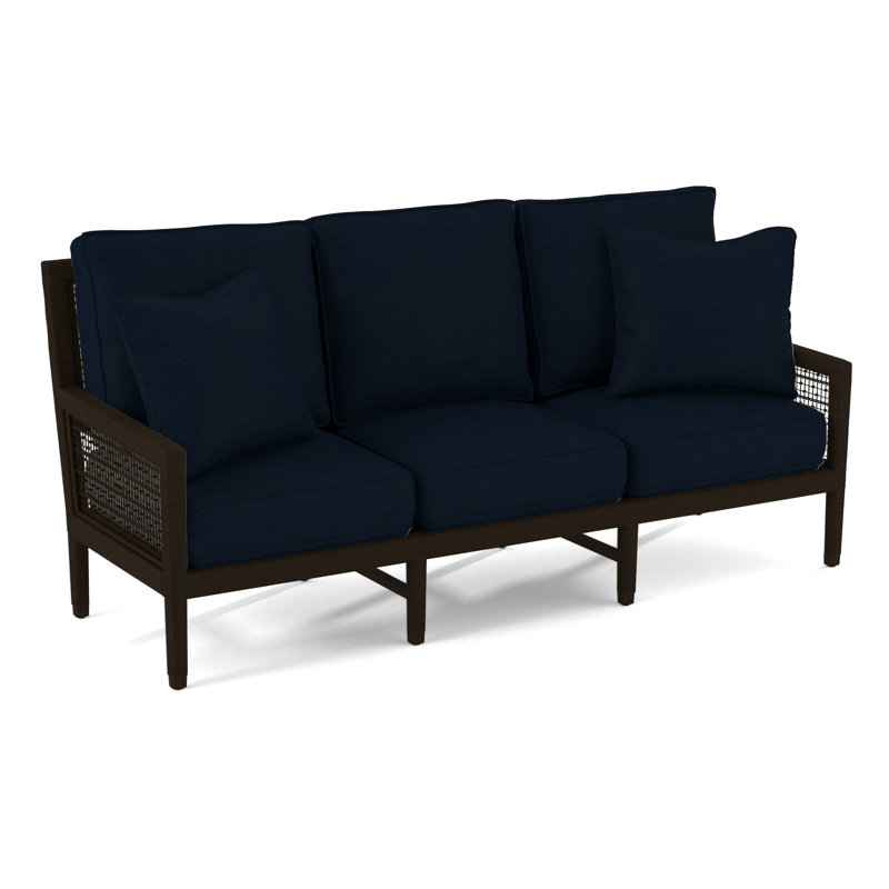Pine Isle 76" Square Arm Sofa with Reversible Cushions, Navy Textured, 0805-61, Celery
