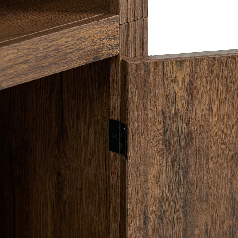 Étagère à 4 niveaux avec lumière DEL chaude, bibliothèque de ferme autoportante, tablettes en verre réglables pour la maison et le bureau