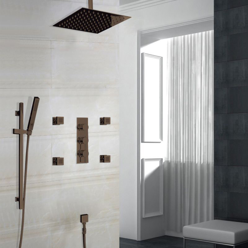 4-Jetted Body Massage Shower System with Rain Shower Head & Handheld Option
