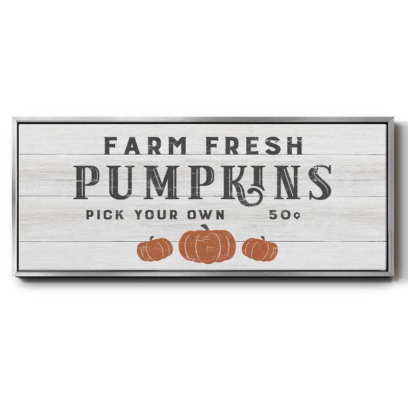 Farm Fresh Pumpkins- Framed Canvas, 12" H x 30" W