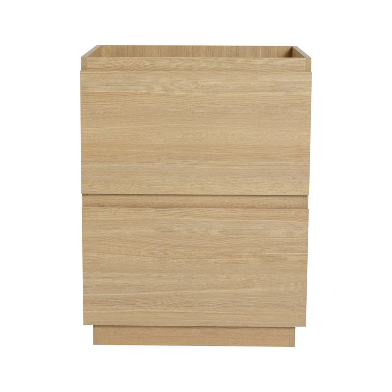 Armoire de salle de bain autoportante avec double tiroir, Chêne