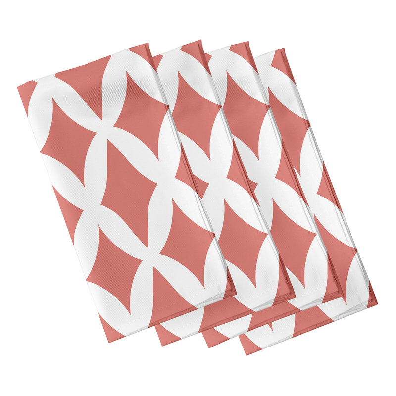 Ensemble de serviettes géométriques 4 pièces Keshawn, L 18 po x L 18 po, Corail