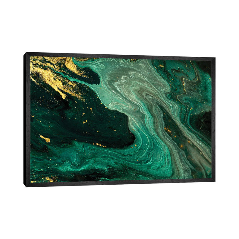 Gold Mine Green Marble - Print on Canvas, Black Framed, 66.04 cm H x 45.72 cm W