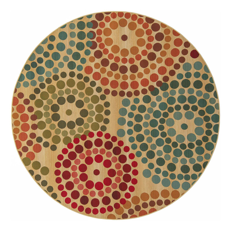 Deweese Washable Geometric Indoor / Outdoor Rug, Round 7'1"