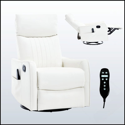 Heat Massage Manual Recliner Chair With Rocker And Swivel In Faux Leather For Ultimate Living Room Comfort