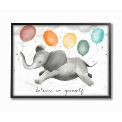 «Believe in Yourself Balloon Elephant Kids Design» par Daphne Polselli, reproduction d'art