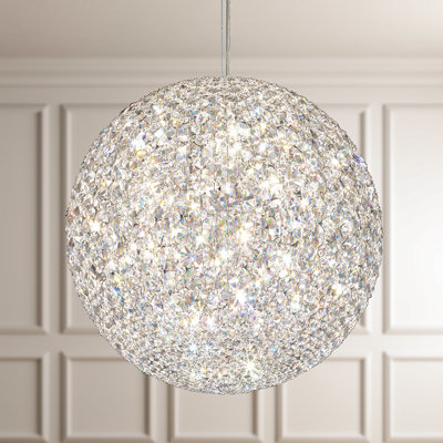 Da Vinci 18 Light 18in x 18in Pendant in Polished Stainless Steel with Clear Optic Crystals