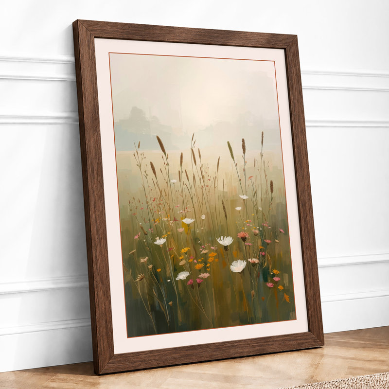 Misty Meadow Light Scandinavian - Framed Print, Walnut, A3 - 42.0 x 29.7 cm