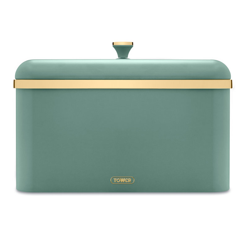 Tower Cavaletto Bread Bin with Removable Lid, Large Capacity, Durable Steel Body, Jade Green