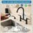 WESHI Matte Black 3-Hole Deck Mount  Bridge Double Handle Kitchen Faucet with 59" Extra Long Pull-Out Side Sprayer, High Arc Swivel Dual Handle Stainless Steel Kitchen Sink Faucet for Home & Commercial Kitchen-120089034