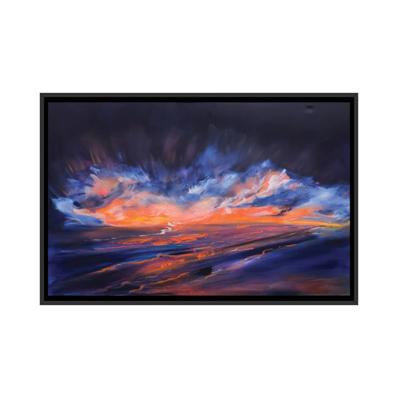 Au-delà du crépuscule - reproduction d'art murale - toile encadrée, 26" x 18", Framed Canvas, Black