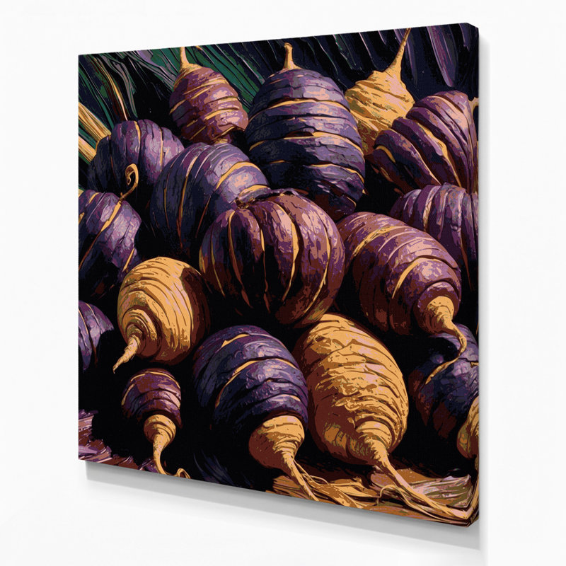 Légumes, art mural mashua sur toile mauve, H 16 po x l 16 po