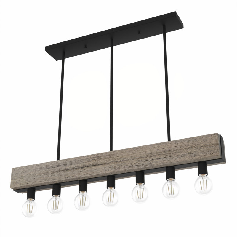 Donelson 7 - Light Kitchen Island Linear Pendant, Rustic Iron