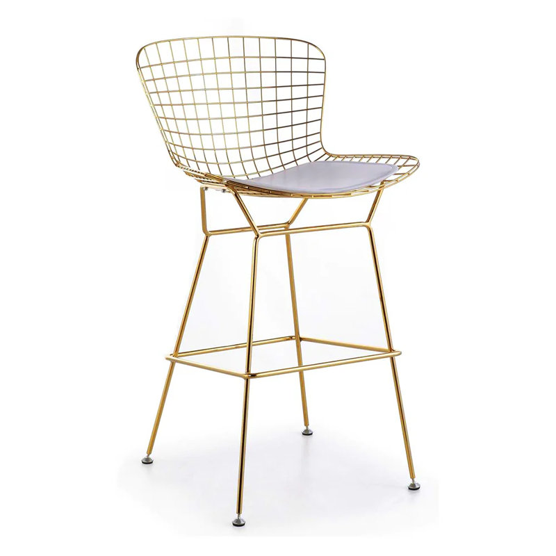 Counter Stool (26"), White Seat/Gold Frame
