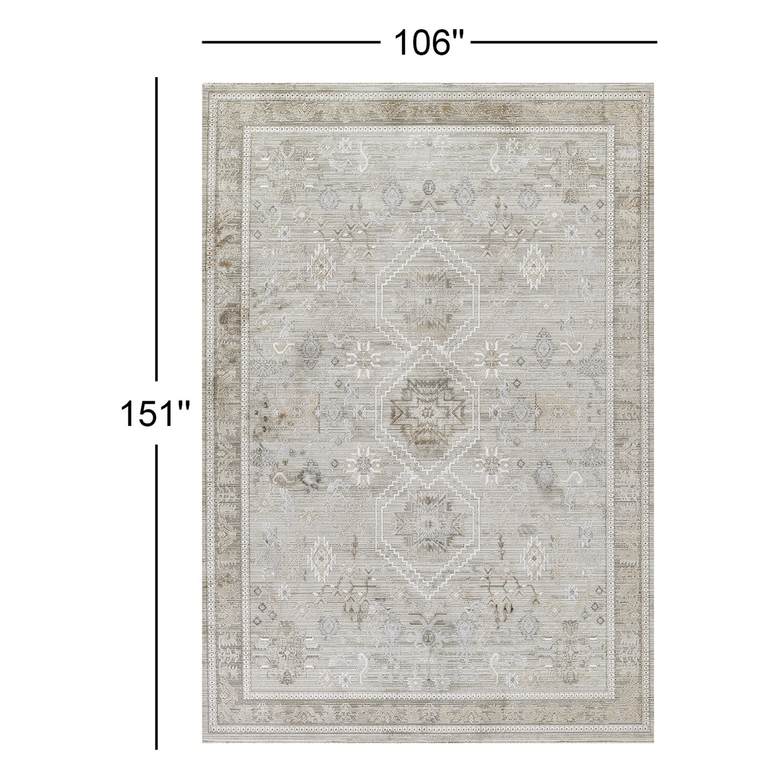 Westwood Gray Oriental Rug, Rectangle 8'10" x 12'7"